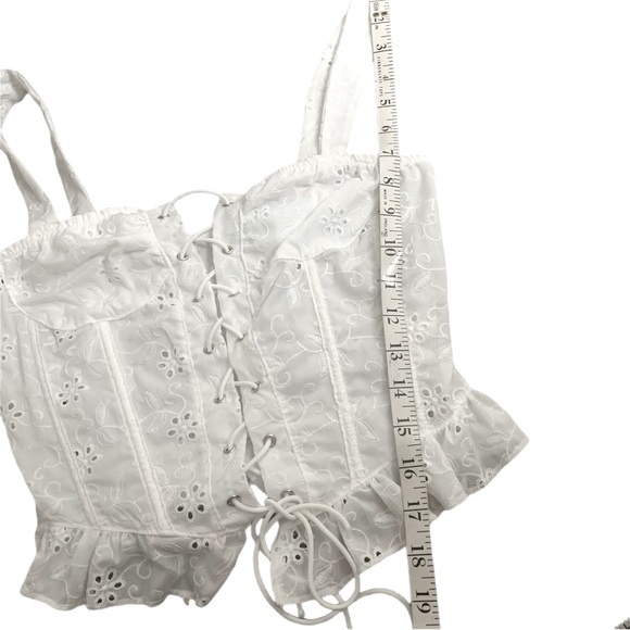 White Lace Up Cottage Core Top - Picture 8 of 8